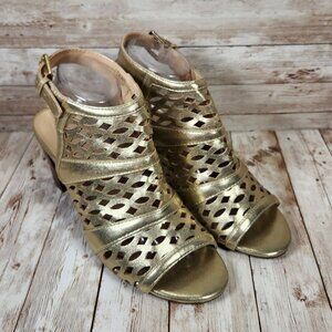 LIZ CLAIBORNE LC Refined Comfort Gloria Womens 9.5 W WIDE Open Toe Heels Sandals
